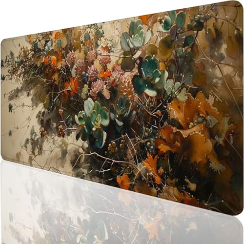 Gaming Mauspad XXL grau Blume - Großes Mousepad Desk Mat 800x300x3mm - rutschfeste Schreibtischunterlage für Gaming und Büro - Fransenfreie Ränder - Präzises und langlebiges maxlvl Large Mouse pad 8-2 von YALNSENN