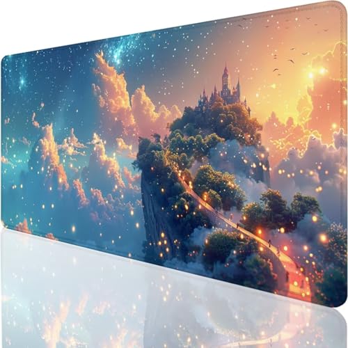 Gaming Mauspad XXL grau Sternenhimmel - Großes Mousepad 900x400x3mm Desk Mat - rutschfeste Schreibtischunterlage für Gaming und Büro - - Präzises und langlebiges Large Mouse pad 9-6 von YALNSENN