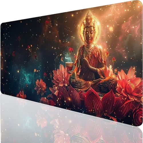 Großes Gaming Mauspad, 900x400x3mm XL Schreibtischunterlage, Schreibtischunterlage Mousepad Gemacht aus Hochwertigen Materialien, Verbessert Präzision und Geschwindigkeit - Rosa Lotus 2-X von YALNSENN