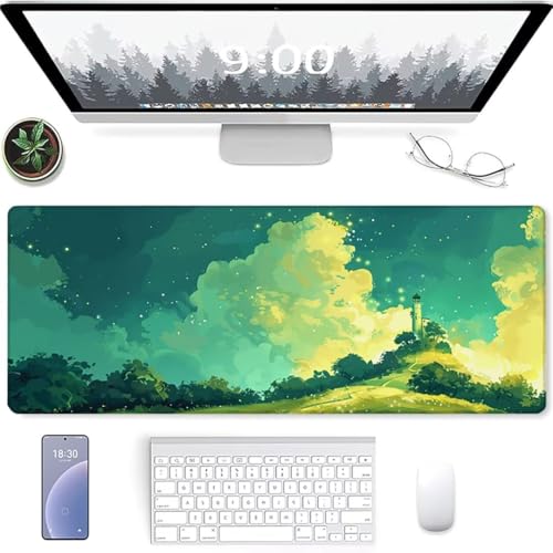 Mauspad 3 Pack, Mousepad [30% Größer], Mouse Pad mit Anti-Rutsch-Gummiboden & Vernähte Kanten Mauspads für Computer Laptop und PC, Mouse Mat 900 x 400 Leuchtturm Himmel von YALNSENN