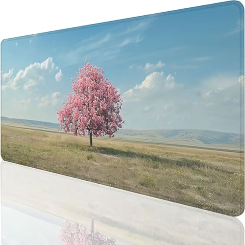 Mauspad 700x300x3mm Gaming Mousepad mit Wasserdicht und Rutschfester Gummi für PC-Büro, Schreibtischunterlage Arbeit, Gaming, Studium, Laptop, Computer, Zuhause - Rosa Baum 9-T von YALNSENN