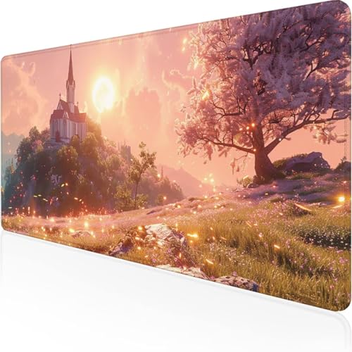 Mauspad – Gaming Mousepad – rutschfest und Wasserdicht – Vernähte Kanten Mouse Pad verbessert Geschwindigkeit und Präzision, Mausmatte für PC, Büro, Laptop, Computer 600 x 300mm Kirche Baum von YALNSENN