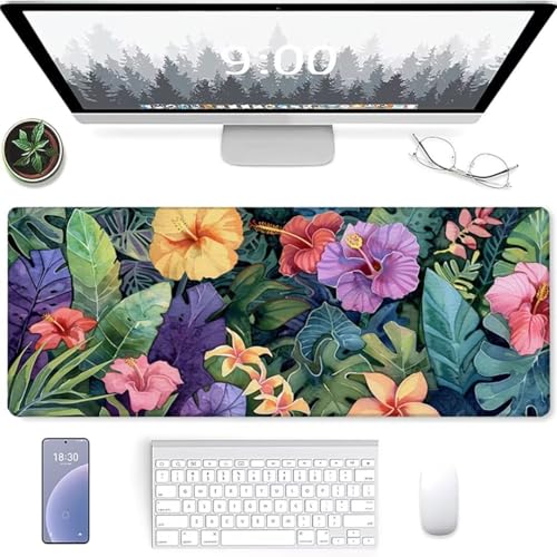 Mouse Pad - 700 x 300, Computer-Mauspad mit Anti-Rutsch-Gummiboden, Leichtes Gleiten, Spritzwassergeschützt, Langlebige Materialien, Tragbar, Frisches, modernes Design - Malerei Blume von YALNSENN