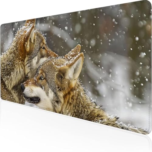 Mouse Pad - 800x300, Computer-Mauspad mit Anti-Rutsch-Gummiboden, Leichtes Gleiten, Spritzwassergeschützt, Langlebige Materialien, Tragbar, Frisches, modernes Design Schnee Wolf von YALNSENN