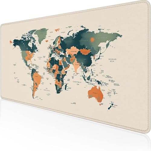 XXL Mauspad Gaming 1000x500 - XXL Mousepad groß mit Motiv - Tischunterlage Large Desk Mat Size - verbessert Präzision und Geschwindigkeit - auch für Maus und Tastatur Weiß Karte von YALNSENN