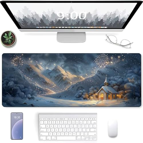 XXL Speed Gaming Mauspad 900 x 400 - XXL Mousepad - Tischunterlage Large Size - verbessert Präzision und Geschwindigkeit Schneeberg Kirche von YALNSENN