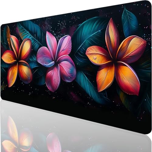 XXL Speed Gaming Mauspad Schwarz Blume 800x300x3mm - XXL Mousepad - Tischunterlage Large Size - Schreibtischunterlage verbessert Präzision und Geschwindigkeit F-Q von YALNSENN