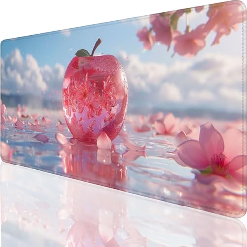 XXL - Weiches Gaming-Mauspad für schnelle Spielstile und optimale Kontrolle 900x400x3mm, Mousepad Texturierter Stoff aus Mikrogewebe, Rutschfestes Gummi - Rosa Blume S-F von YALNSENN