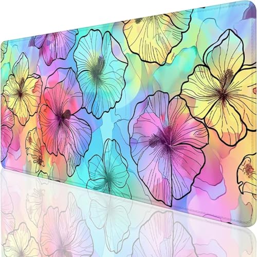 XXXL Übergröße Mauspad 700x300x3mm, Gaming Mousepad Groß, Maus Pad Tischunterlage Large Size, verbessert Präzision und Geschwindigkeit XXXL, für Farbe Blume U-8 von YALNSENN