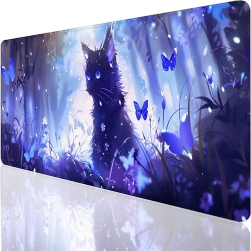 YALNSENN Gaming Mauspad XXL 700x300x3mm Übergröße groß Mousepad XXL Schreibtischunterlage mit wasserdichter Oberfläche Mouse Pad mit Rutschfester Gummiunterseite Gaming Zubehör Blau Schmetterling 8-J von YALNSENN