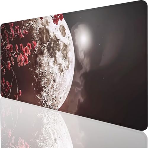 YALNSENN Gaming Mauspad XXL 700x300x3mm Übergröße groß Mousepad XXL Schreibtischunterlage mit wasserdichter Oberfläche Mouse Pad mit Rutschfester Gummiunterseite Gaming Zubehör grau Blume 9-3 von YALNSENN