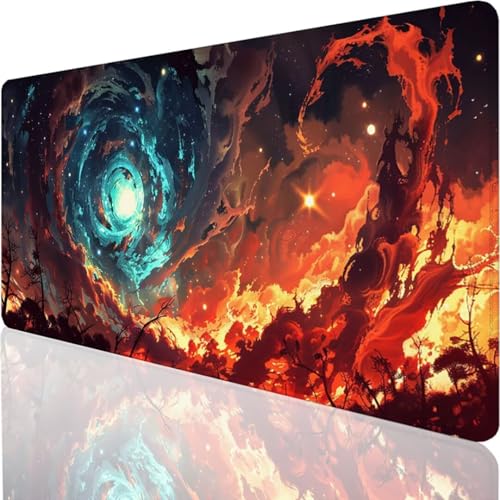 YALNSENN Gaming Mauspad XXL 800x400x3mm Übergröße groß Mousepad XXL Schreibtischunterlage mit wasserdichter Oberfläche Mouse Pad mit Rutschfester Gummiunterseite Gaming Zubehör Gelb Wald 0-S von YALNSENN