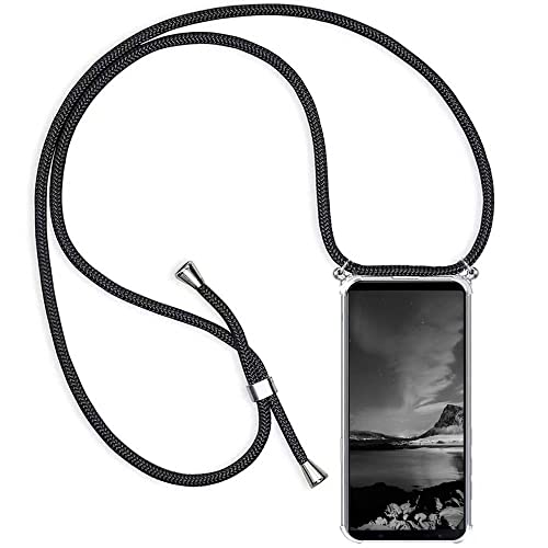 YAMCCCSE Handykette Handyhülle für Huawei Honor X9b mit Band - Transparent Handy-Kette Handy Hülle mit Kordel zum Umhängen Handyanhänger Halsband Lanyard Case - Schwarz von YAMCCCSE