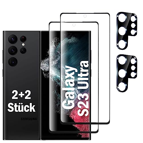 YANESOO Y16 2+2 Stück Schutzfolie für Panzerglas Samsung Galaxy S23 Ultra 5G mit 2 Stück Glas Schutzfolie + 2 Stück Glas Kamera Schutzfolie [9H Härte][HD Klare][Anti-Kratzen][Anti-Öl] von SANQIZ