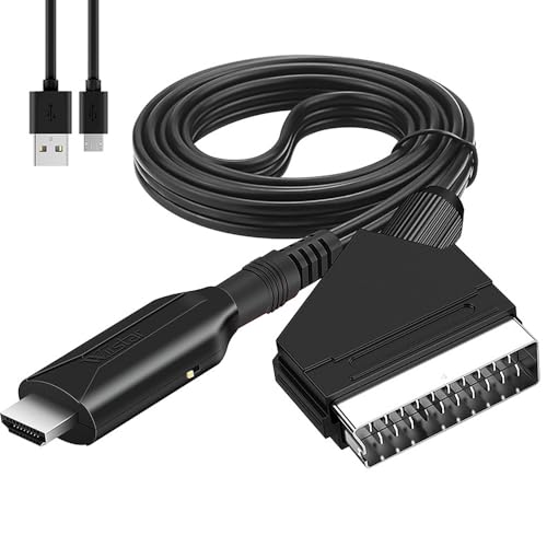YANGUN SCART zu HDMI Kabel, SCART auf HDMI Adapter, Neuer All-in-One Scart zu HDMI Konverter, SCART auf 1080p/720p HDMI Kabel für HDTV Monitor, Projektor, DVD Player, 1m Kabel von YANGUN