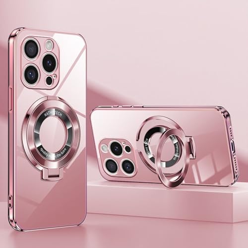 YANJIEER ESONG Transparent Handyhülle für Honor X10 Magnetische Ring Ständer Schutzhülle für Damen/Herren,Ultra Dünne Silikonhülle Shiny Cover,Stoßfeste Case Rosa von YANJIEER