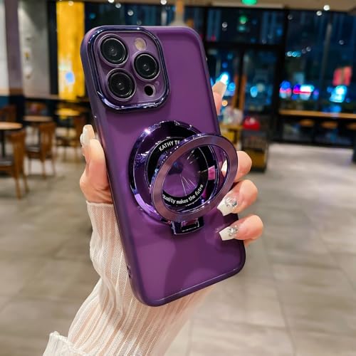 YANJIEER ESONG Transparent Handyhülle für Realme C55 Magnetische Ring Ständer Schutzhülle für Damen Herren, Ultra Dünne Bumper Silikonhülle Shiny Cover Stoßfeste Case Lila von YANJIEER