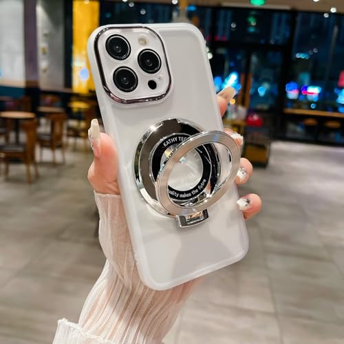 YANJIEER ESONG Transparent Handyhülle für Samsung Galaxy M53 Magnetische Ring Ständer Schutzhülle für Damen Herren, Ultra Dünne Bumper Silikonhülle Shiny Cover Stoßfeste Case Silber von YANJIEER