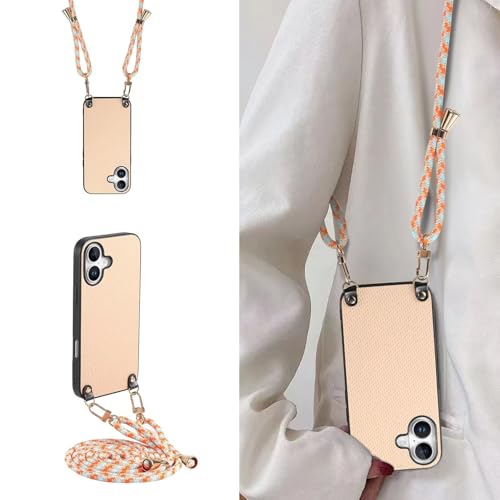 YANJIEER ESONG handykette Schutzhülle für Samsung Galaxy S20 Ultra, Frauen Necklace Handyhülle Stoßfest Leder Kohlefaser Case mit Kordel Halsband, Umhängetasche Cover Khaki von YANJIEER