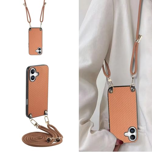 YANJIEER ESONG handykette Schutzhülle für Samsung Galaxy S8+ Plus, Frauen Necklace Handyhülle Stoßfest Leder Kohlefaser Case mit Kordel Halsband, Umhängetasche Cover Braun von YANJIEER