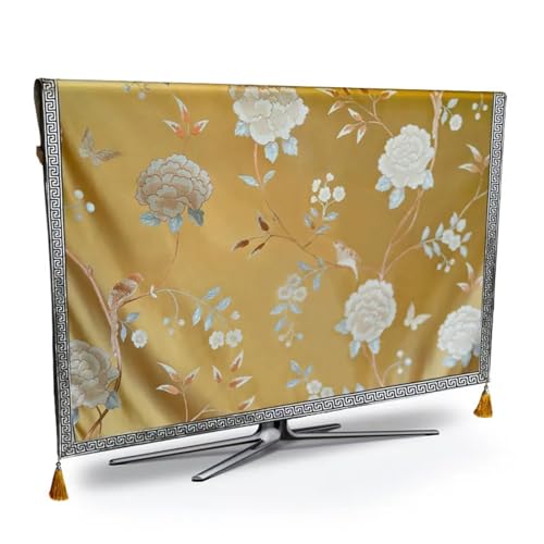 YANKUN TV Abdeckung Luxus Fernseher Staubabdeckung Blume wetterfest staubfest Schutz Plasma-Fernsehgewebe-Tisch-Runner-Tuch-Kissenbezug FüR Flacher Fernseher(A,70inch) von YANKUN