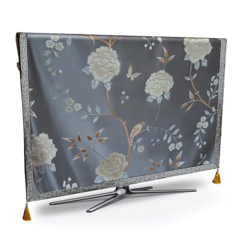 YANKUN TV Abdeckung Luxus Fernseher Staubabdeckung Blume wetterfest staubfest Schutz Plasma-Fernsehgewebe-Tisch-Runner-Tuch-Kissenbezug FüR Flacher Fernseher(C,70inch) von YANKUN