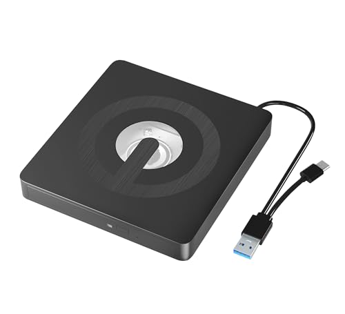 YAODHAOD Tragbares Externes DVD Laufwerk USB 3.0 DVD Brenner,+/-RW ROM Optisches Drive Externer DVD Brenner für Laptop Desktop PC Mac Windows 11/10/8/7, Mac, Linux OS von YAODHAOD