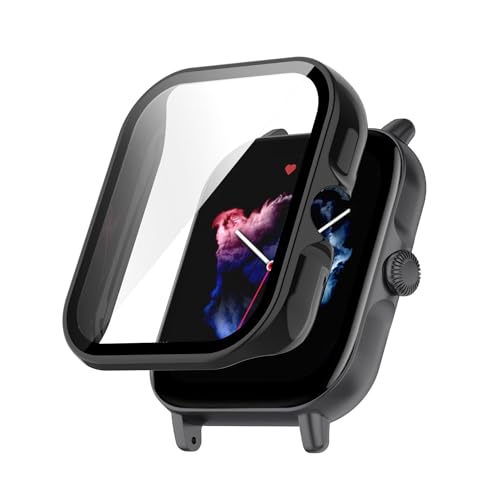 YAODLE Hülle für Amazfit GTS 3 42mm Schutzhülle,PC Ultradünne HD Hartglas Glas Kratzfest 360° Rundum Displayschutz (Schwarz) von YAODLE