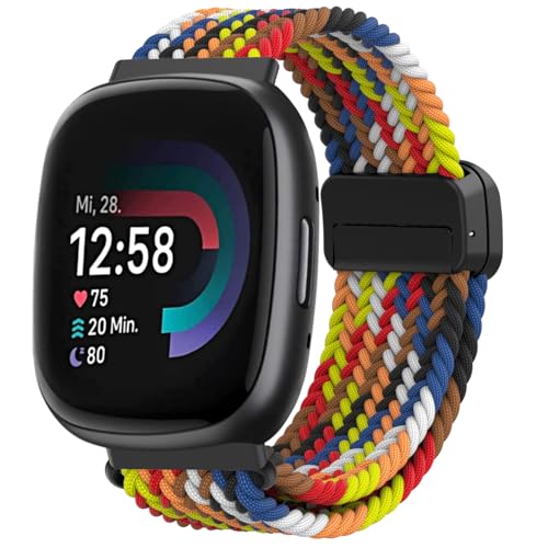 Armband Kompatibel mit Fitbit Versa 4/Versa 3/Fitbit Sense/Fitbit Sense 2, Doppelmagnet Einstellbar Nylon Ersatzarmband, Schnell Trocknendes Breathable Sportarmband, Armbänder für Männer und Frauen von YASPARK