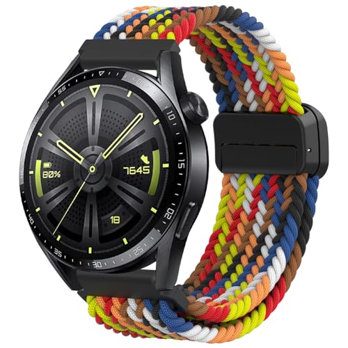 Armband für Huawei Watch GT4 46mm/GT3 46mm/GT2 46mm, 22mm Magnet Einstellbar Nylon Ersatzarmband für Huawei Watch GT4 Pro/GT3 Pro/GT2 Pro/GT2e/Galaxy Watch 3 45mm/Galaxy Gear S3 Frontier/Classic von YASPARK