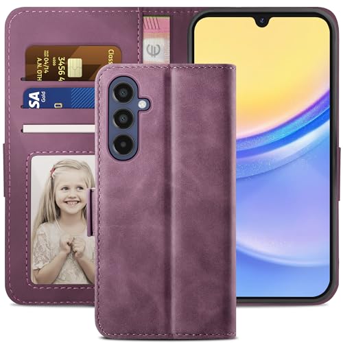 YATWIN Handyhülle Kompatibel mit Samsung Galaxy A15 4G/5G Hülle, Klapphülle Samsung A15 Premium Leder Brieftasche Schutzhülle [Kartenfach] [Magnet] [Stand] Handytasche Case für Samsung A15, Weinrot von YATWIN