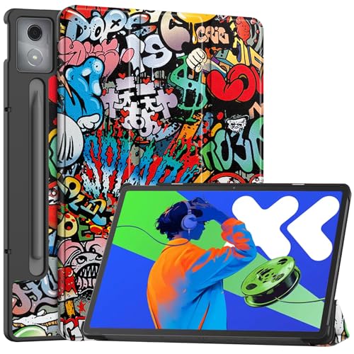 YAYIYY Hülle Kompatibel mit Lenovo Xiaoxin Pad Pro 12.7, Auto Wake, Ultradünne Hülle mit Standfunktion PU Leder Schutzhülle.Graffiti von YAYIYY