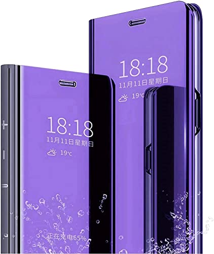 YAYIYY Hülle Kompatibel mit Samsung Galaxy S25 Ultra, Spiegel Flip Case, mit Kickstand Case, Schutzhülle Kompatibel mit Samsung Galaxy S25 Ultra.Violett von YAYIYY