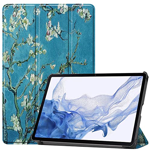 YAYIYY Hülle Kompatibel mit Samsung Galaxy Tab 10, Auto Wake, Ultradünne Hülle mit Standfunktion PU Leder Schutzhülle.Aprikosenblüte von YAYIYY