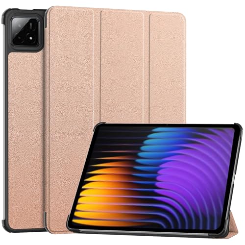 YAYIYY Hülle Kompatibel mit Xiaomi Pad 7, Auto Wake, Ultradünne Hülle mit Standfunktion PU Leder Schutzhülle.Roségold von YAYIYY