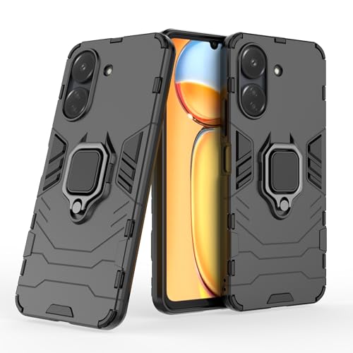 YAYIYY Hülle für Xiaomi Poco C65, PC+TPU Stoßfeste Stoßfänger Schutzhülle, Fallschutz in Militärqualität, Xiaomi Poco C65 Handyhülle.Schwarz von YAYIYY