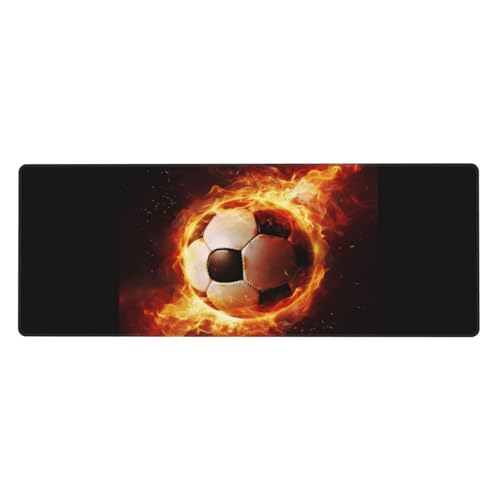 Extra großes Tastatur-Pad mit Motiv "Fire Soccer Gummi", dieses Computer-Mauspad ist verschleißfest, angenehm zu berühren, geeignet für Desktop-Laptops von YAzgaN