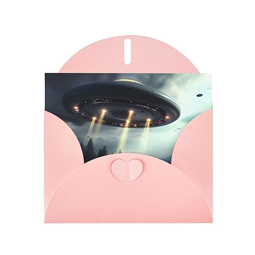 Ufo Landing Geburtstagskarten mit Umschlägen. Diese Blanko-Grußkarte verwendet Perlenpapier-Liebesknopf-Umschlag-Verpackung. Für alle Anlässe, Geburtstagskarten, Hochzeitskarten. von YAzgaN