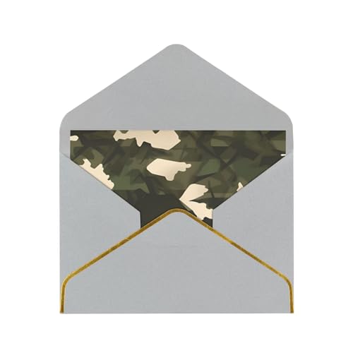 YAzgaN Armee-Camouflage-Geburtstagskarten mit Umschlägen. Diese leere Grußkarte besteht aus Perlglanz-Papier mit goldenem Rand. Für alle Anlässe, Geburtstagskarten, Hochzeitskarten. von YAzgaN