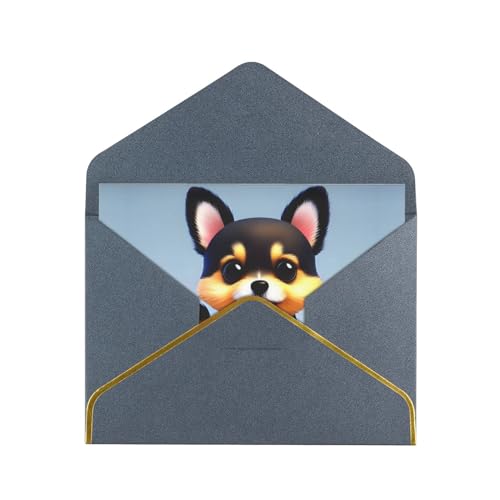 YAzgaN Card Love Fancy Puppy Geburtstagskarten mit Umschlägen. Diese leere Grußkarte besteht aus Perlglanzpapier mit goldenem Rand. Für alle Anlässe, Geburtstagskarten, Hochzeitskarten. von YAzgaN