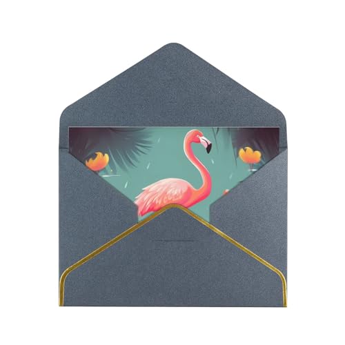 YAzgaN Flamingo-Geburtstagskarten mit Umschlägen. Diese leere Grußkarte besteht aus Perlglanzpapier mit goldenem Rand. Für alle Anlässe, Geburtstagskarten, Hochzeitskarten. von YAzgaN