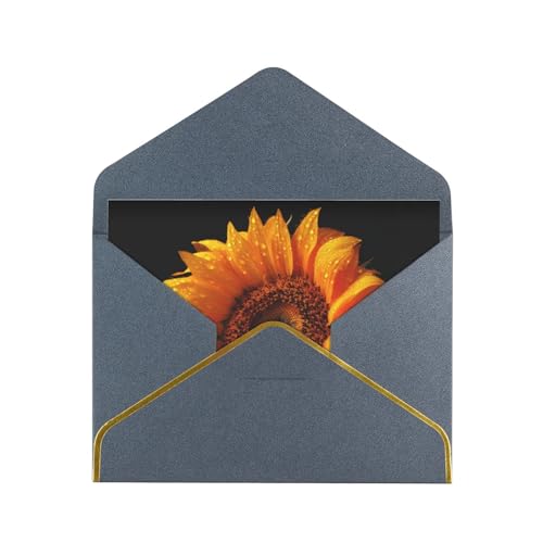 YAzgaN Goldene Sonnenblume (2) Geburtstagskarten mit Umschlägen. Diese leere Grußkarte besteht aus Perlglanzpapier mit goldenem Rand. Für alle Anlässe, Geburtstagskarten, Hochzeitskarten. von YAzgaN