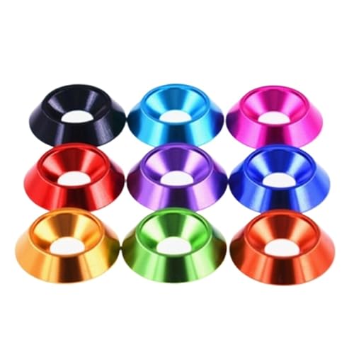 Senkscheibe, M3 M4 M5 M6 M8 Aluminium Bunte Senkkopf-Schirmschraube mit flachem Kopf Konkave konische dekorative Nutscheibe(Purple,M8 10PCS) von YBAAKZIIR