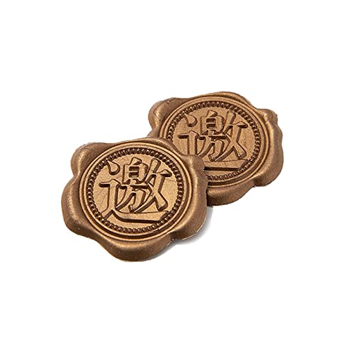 Wachs-Siegel-Aufkleber, Wax Seal Stickers, Wedding Invitation Sealing Wax Seals Stickers, Blessing Words Wedding Envelope Stickers(Goldb,20pcs) von YBAAKZIIR