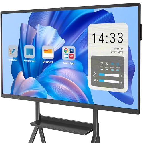 YCKJNB 55 Zoll 4K Touchscreen Smartboard, Display Interaktives Whiteboard, 8GB RAM, 64GB ROM, Eingebaut Ultra-High-Definition-Kamera, Mikrofon, Unterstützt WiFi, Bluetooth, HDMI, All in One Monitore von YCKJNB