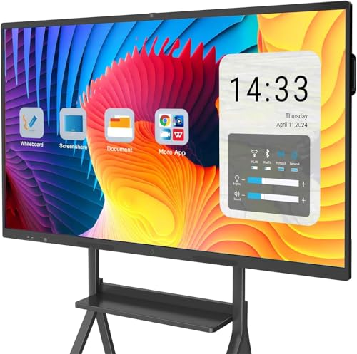 YCKJNB 65 Zoll 4K Touchscreen Smartboard, Display Interaktives Whiteboard, 8GB RAM, 64GB ROM, Eingebaut Ultra-High-Definition-Kamera, Mikrofon, Unterstützt WiFi, Bluetooth, HDMI, All in One Monitore von YCKJNB