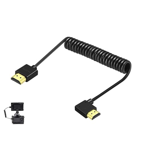 YCYUYUFUNS HDMI 2.1 Kabel 8K High Speed HDMI zu HDMI Male Soft Coiled Kabel für Sony A7IV A7SIII Atomos Ninja S Monitor Kamera (Right Turn HDMI to Straight HDMI) von YCYUYUFUNS