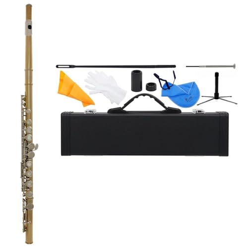 Querflöte Flöte 16 Geschlossene Löcher In Der Tonart C Konzertflöte Quer Zur Tonart E Professionelles Holzblasinstrument(Gold and silver) von YDVGERTH