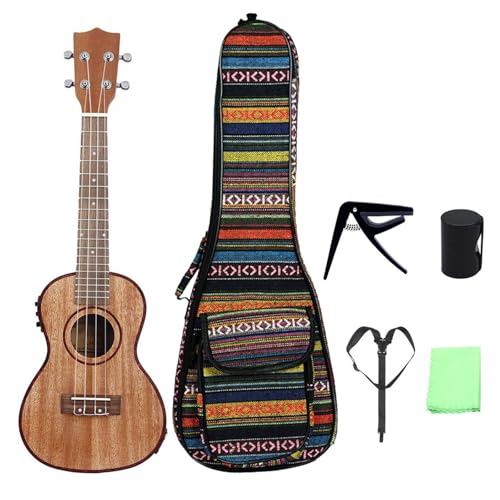 Ukulele 24-Zoll-Sapele-Ukulele-EQ-Elektrikerset Mit Vier Saiten Und Kleiner Ukulele-Gitarre(Set) von YDVGERTH