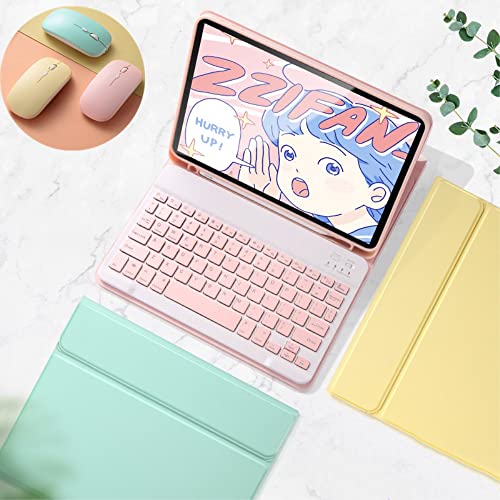 YEEHi Farbige Tastatur für iPad Air 13 Zoll (M2)/iPad Pro 12,9 Zoll 6. 5. 4. 3. Generation Tastaturhülle mit Maus, niedliche, abnehmbare kabellose Bluetooth-Tastaturabdeckung, Schwarz von YEEHi